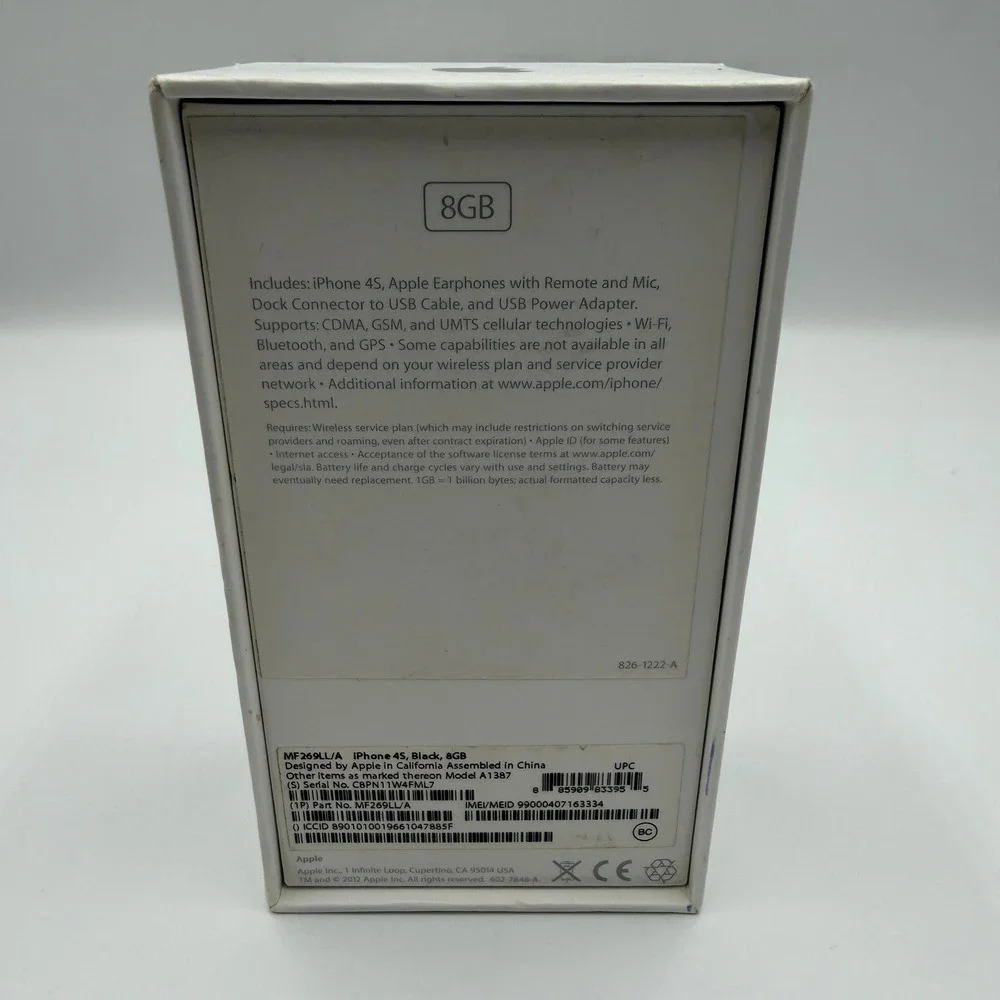 Apple iPhone 4S 8GB Black Empty Retail Box MF269LL/A with Internal Tray